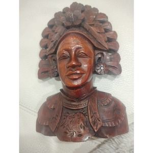 Vintage Hand carved Klungkung Bali Indonesia Wooden Princess Head